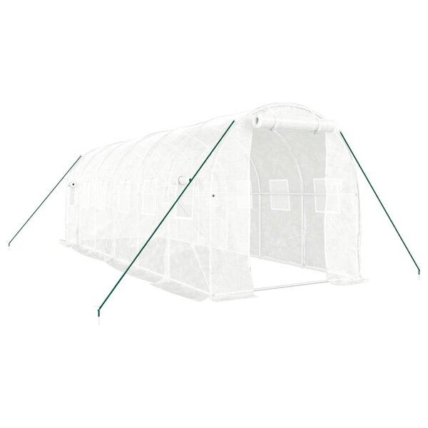 vidaXL Serre avec cadre en acier blanc 12 m² 6x2x2 m