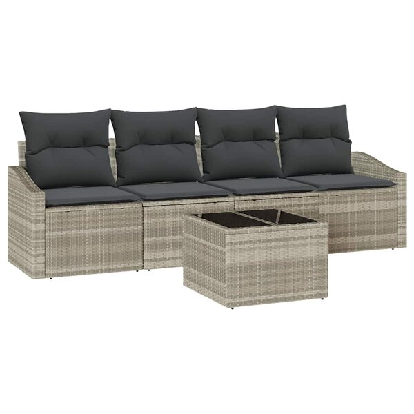 vidaXL Ensemble de Canapés avec coussin 5 Pièces Gris clair polyrotin