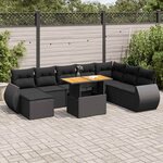 vidaXL Salon de jardin 9 Pièces avec coussins noir résine tressée