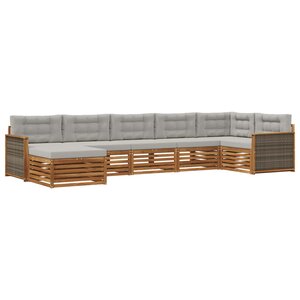 vidaXL Ensemble de canapés d'extérieur 7 pc Naturel et gris clair