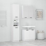 vidaXL Ensemble d'armoires salle de bain 3 Pièces blanc bois d'ingénierie