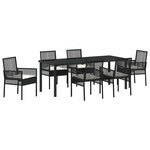 vidaXL Ensemble de salle à manger pour jardin 7 Pièces Noir polyrotin