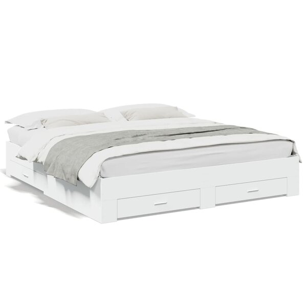 vidaXL Cadre de lit avec tiroirs sans matelas blanc 200x200 cm