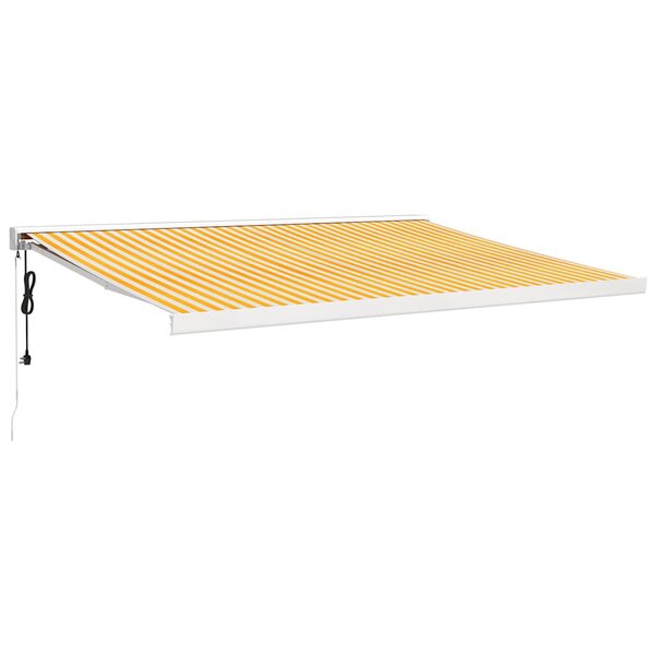 vidaXL Auvent rétractable jaune et blanc 4 5x3 m tissu et aluminium