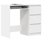 vidaXL Bureau Blanc 90x45x76 cm Bois d’ingénierie