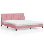 vidaXL Lit avec matelas rose 180x200 cm velours
