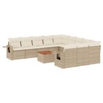 vidaXL Salon de jardin avec coussins 12 Pièces beige résine tressée