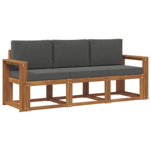 vidaXL Ensemble de canapés d'extérieur 3 pc Naturel et Anthracite