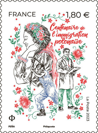 Timbre - Centenaire de l'immigration polonaise - Lettre internationale