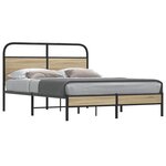 vidaXL Cadre de lit sans matelas 135x190 cm chêne fumé bois ingénierie