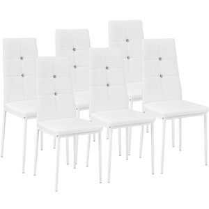 Lot de 6 chaises siège de salon cuisine salle à manger design élégant avec brillant blanc 08_0000168