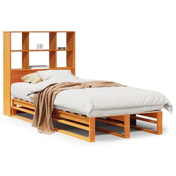 vidaXL Lit bibliothèque sans matelas cire marron 75x190 cm bois massif