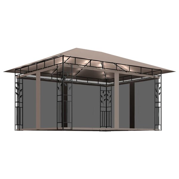 vidaXL Tonnelle avec moustiquaire et lumières LED 4x3x2 73 m Taupe