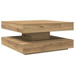 vidaXL Table basse rotative à 360 degrés chêne artisanal 70x70x34 5 cm
