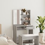 vidaXL Coiffeuse avec miroir Sonoma gris 74 5x40x141 cm