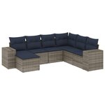 vidaXL Salon de jardin 7 Pièces avec coussins gris résine tressée