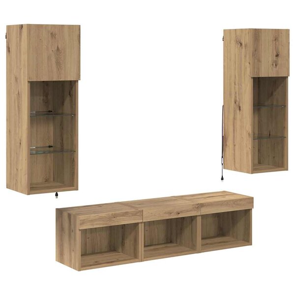 vidaXL Meubles TV muraux 5 Pièces Chêne noir Bois d'ingénierie