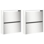 vidaXL Armoire à chaussures miroir 4 niveaux blanc brillant
