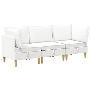vidaXL Canapé modulaire avec rangement 3 Pièces Blanc Tissu