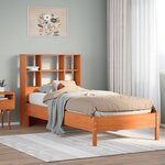 vidaXL Lit bibliothèque sans matelas cire marron 90x200 cm pin massif