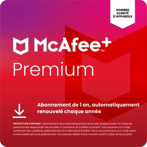 McAfee+ Premium - Individuel - Abonnement 1 an - Renouvelé automatiquement chaque année