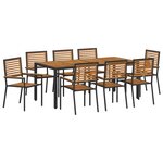 vidaXL Ensemble de salle à manger pour jardin 9 Pièces Noir et Marron