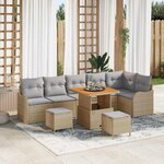 vidaXL Ensemble de canapé de jardin 9 Pièces Beige et Gris clair