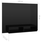 vidaXL Meuble TV mural Noir brillant 120x23 5x90 cm Bois d’ingénierie