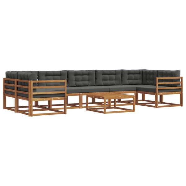 vidaXL Ensemble de canapés d'extérieur 8 Pièces Naturel et Anthracite