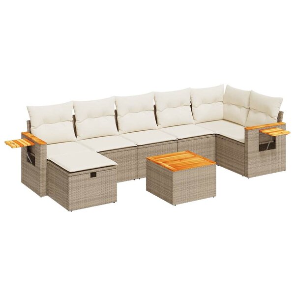 vidaXL Salon de jardin avec coussins 8 Pièces beige résine tressée