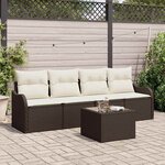 vidaXL Ensemble de canapé de jardin 5 Pièces Marron Poly rotin