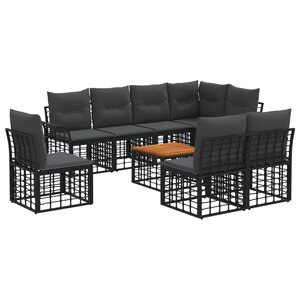 vidaXL Ensemble de canapés d'extérieur 9 Pièces Noir et Gris foncé