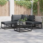 vidaXL Ensemble de canapé de jardin 5 Pièces Noir 70 x 70 x 32 cm