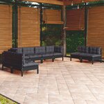 vidaXL Salon de jardin 8 Pièces avec coussins bois de pin massif