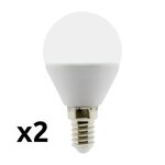 Lot de 2 ampoules LED sphériques E14 - 5W - Blanc chaud - 400 Lumen - 6500K - A+ - Zenitech