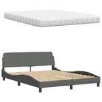 vidaXL Lit avec matelas gris foncé 160x200 cm tissu