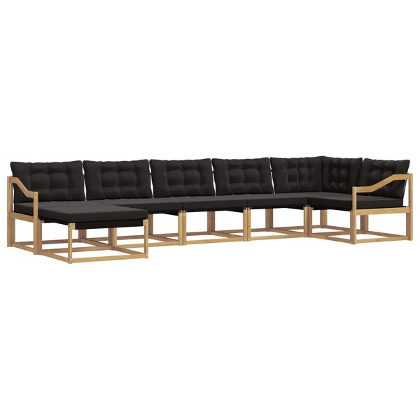 vidaXL Ensemble de canapés d'extérieur 7 Pièces Blanc et noir