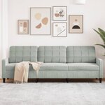 vidaXL Canapé à 3 places Gris clair 210 cm Velours