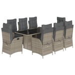 vidaXL Ensemble à manger de jardin 9 Pièces coussins gris résine tressée