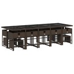 vidaXL Ensemble à manger de jardin avec coussins 15 Pièces marron rotin