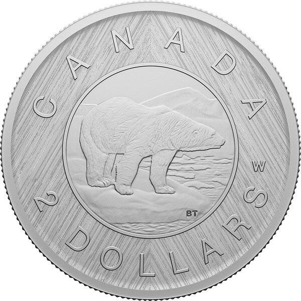 Monnaie en argent 2 dollars g 31.39 millésime 2023 tribute w mint mark polar bear