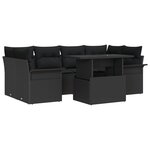 vidaXL Canapé de jardin 7 pièces avec coussins en polyrotin noir