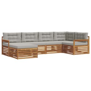vidaXL Ensemble de canapés d'extérieur 6 pc Gris Naturel et Clair