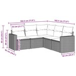vidaXL Salon de jardin avec coussins 5 Pièces marron résine tressée