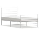 vidaXL Cadre de lit métal sans matelas avec pied de lit blanc 90x200cm
