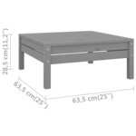 Repose-pied de jardin gris bois de pin solide 02_0014948