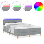 vidaXL lit à ressort avec matelas & LED gris clair 140x200 cm en tissu