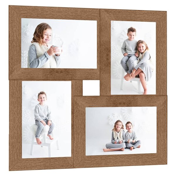 vidaXL Collage de cadres photo pour photo de 4x(13x18 cm) Marron MDF