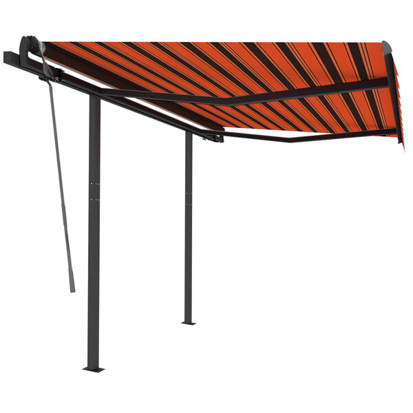 vidaXL Auvent manuel rétractable avec poteaux 3 5x2 5 m Orange/marron
