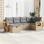 vidaXL Salon de jardin avec coussins 6 Pièces beige résine tressée